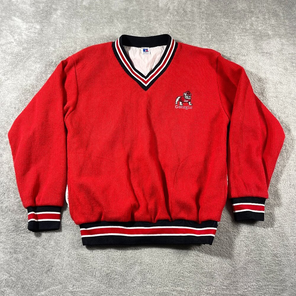 Windbreaker Thermal Red Black Russell Athletics L Men's Shirt Georgia‎ Bulldogs